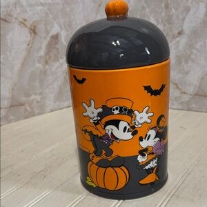Disney Halloween Mickey & Friends Orange and Gray Cookie Canister